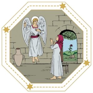 En ängel visar sig för Maria.